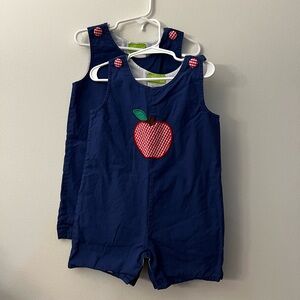 Navy Blue Kids Romper with Apple Design
